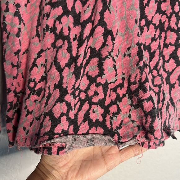 ATM Pink Leopard Slub Destroyed Tee Long Sleeve T-Shirt Small Spring Summer - Picture 5 of 7